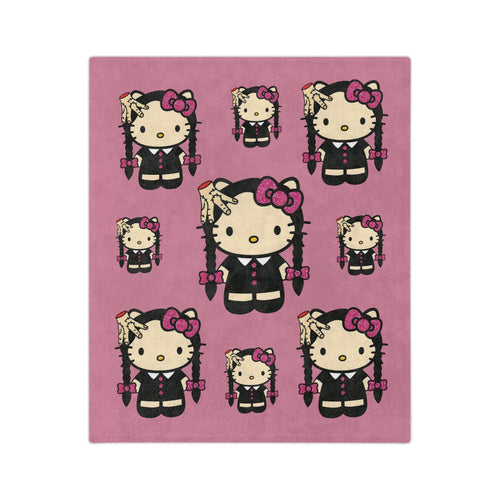 Hello Kitty Goth Plush Microfiber Blanket — Pink Cute Kawaii Cozy Throw