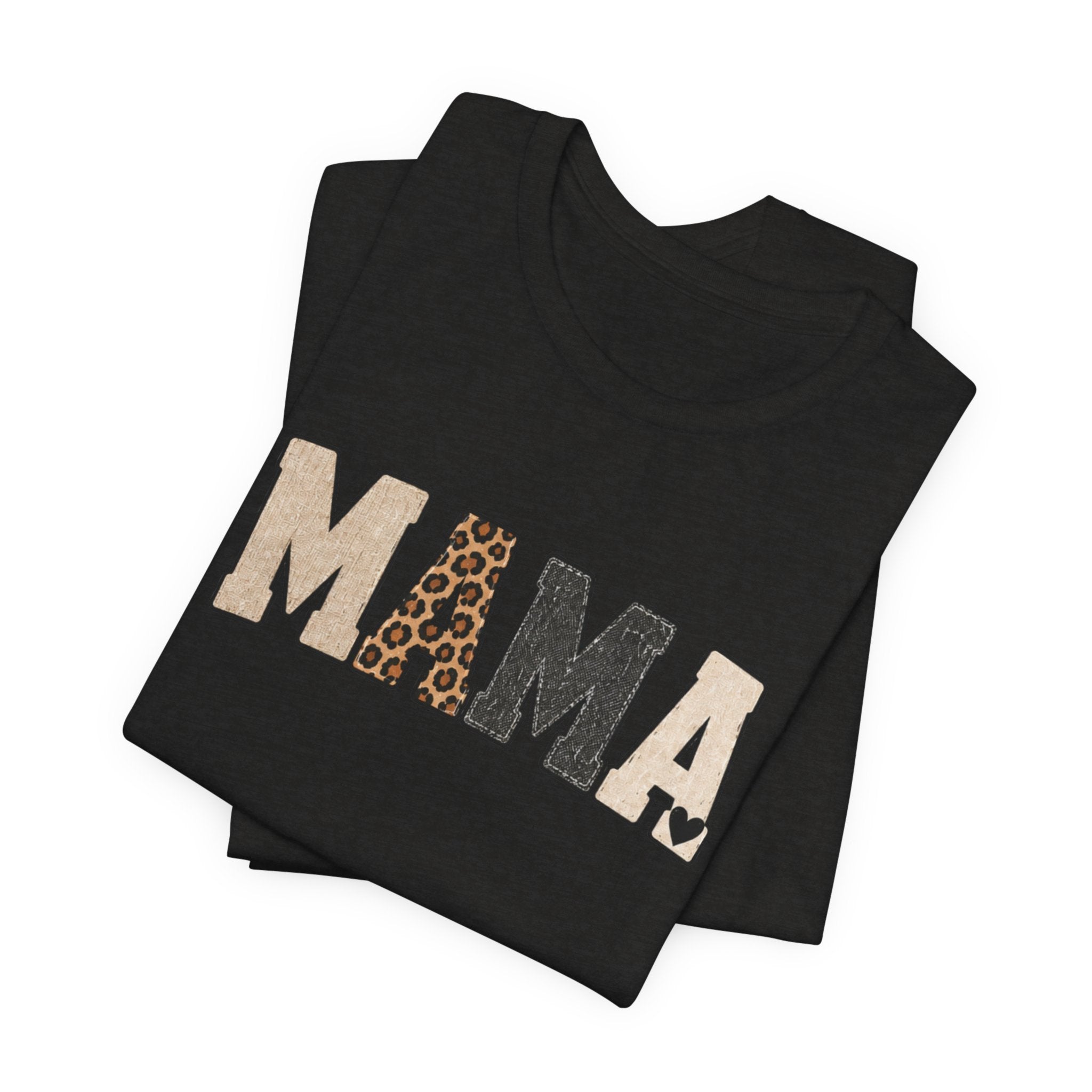 Mama Leopard Patch Tee — 'MAMA' Animal Print Graphic T-Shirt