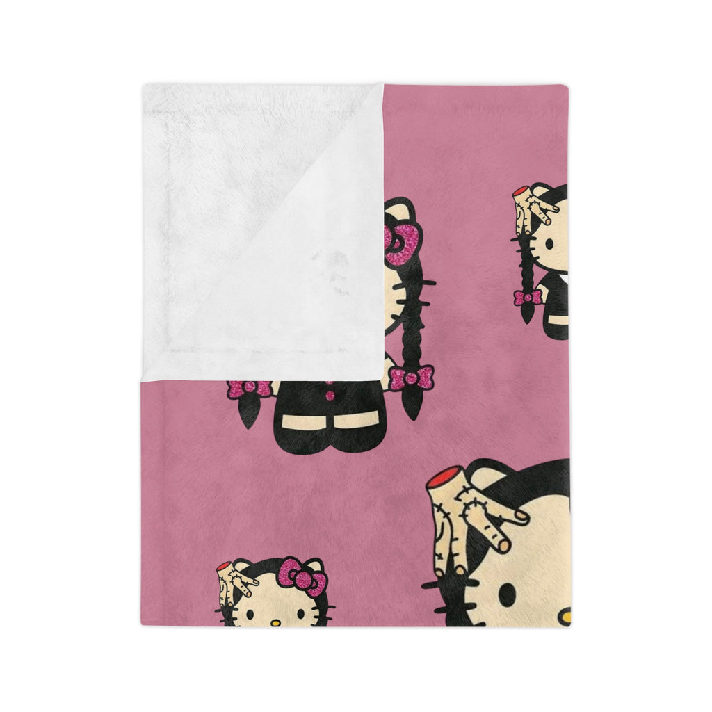 Hello Kitty Goth Plush Microfiber Blanket — Pink Cute Kawaii Cozy Throw