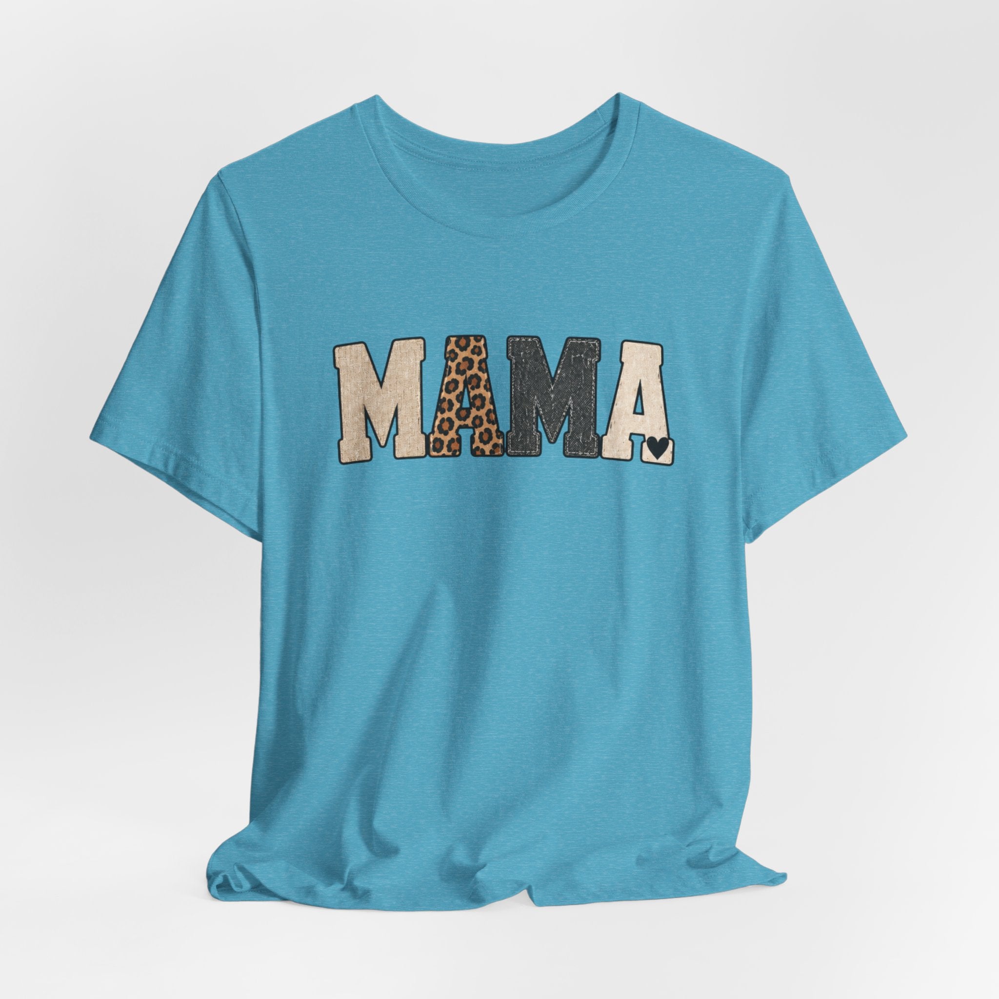 Mama Leopard Patch Tee — 'MAMA' Animal Print Graphic T-Shirt