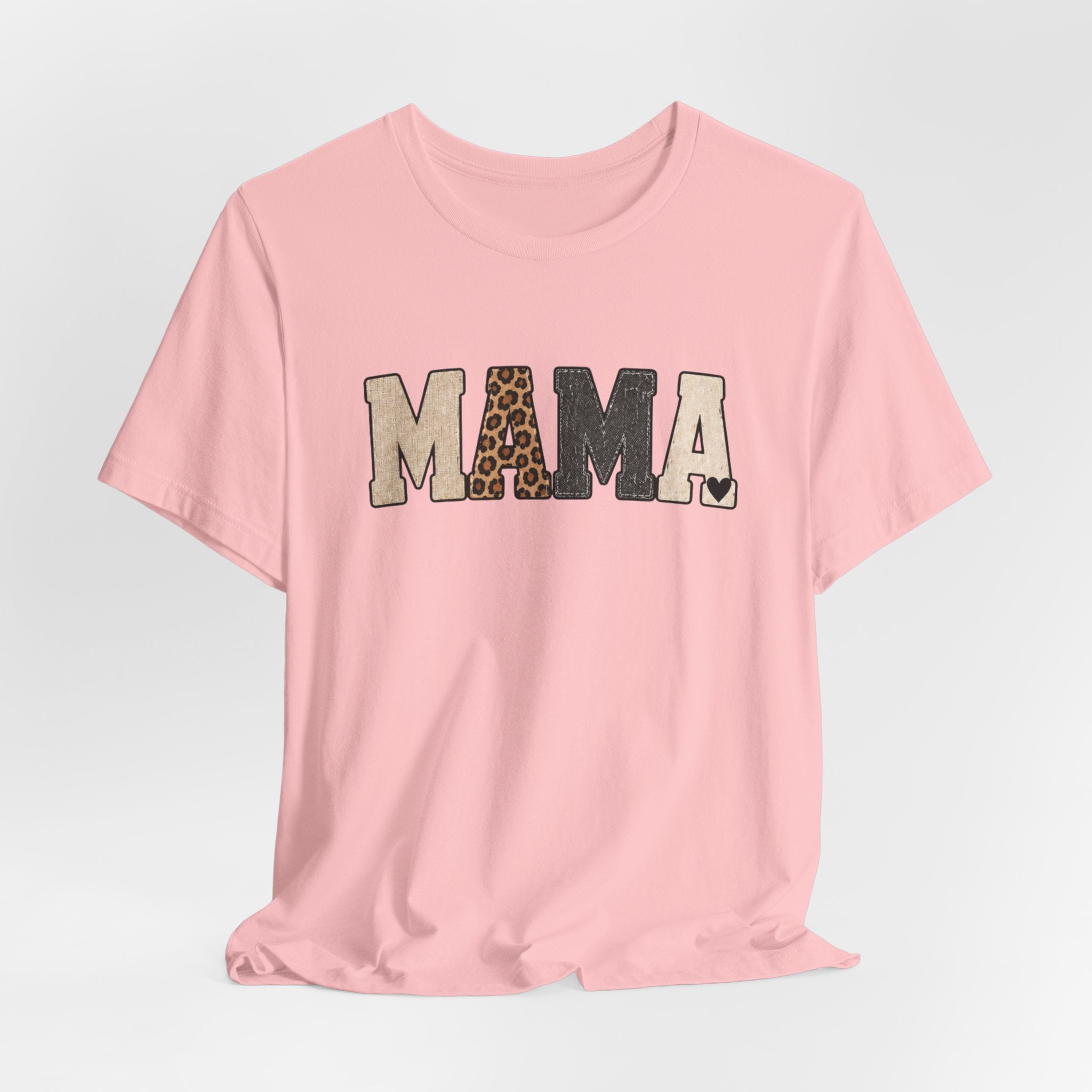 Mama Leopard Patch Tee — 'MAMA' Animal Print Graphic T-Shirt