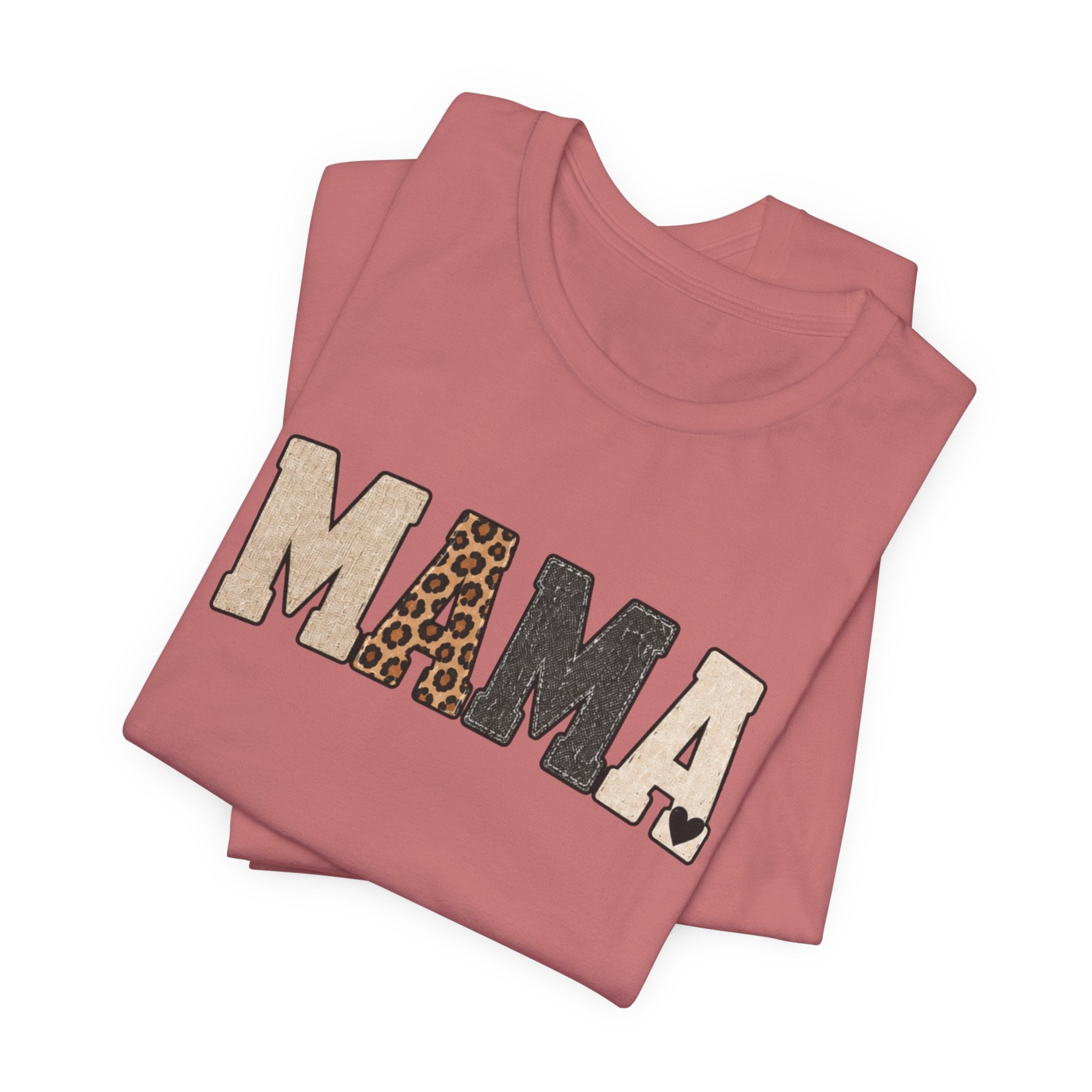 Mama Leopard Patch Tee — 'MAMA' Animal Print Graphic T-Shirt