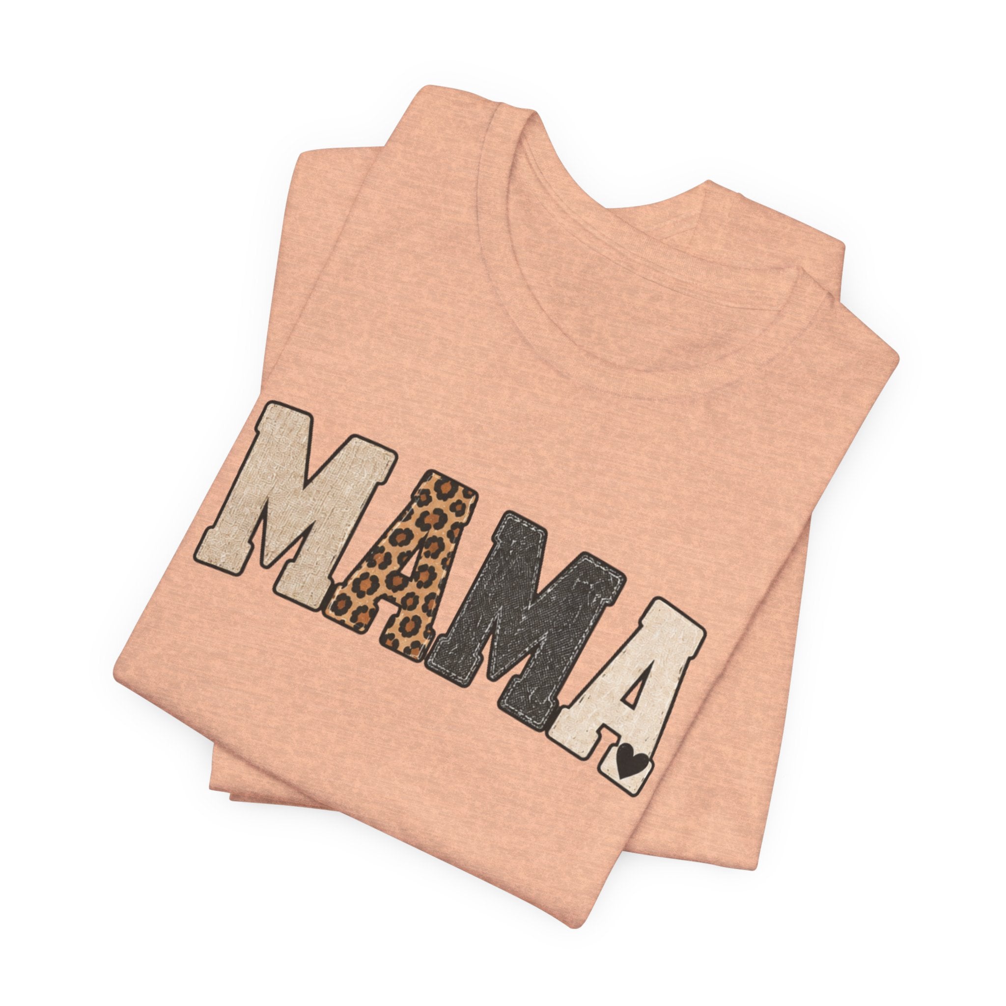 Mama Leopard Patch Tee — 'MAMA' Animal Print Graphic T-Shirt