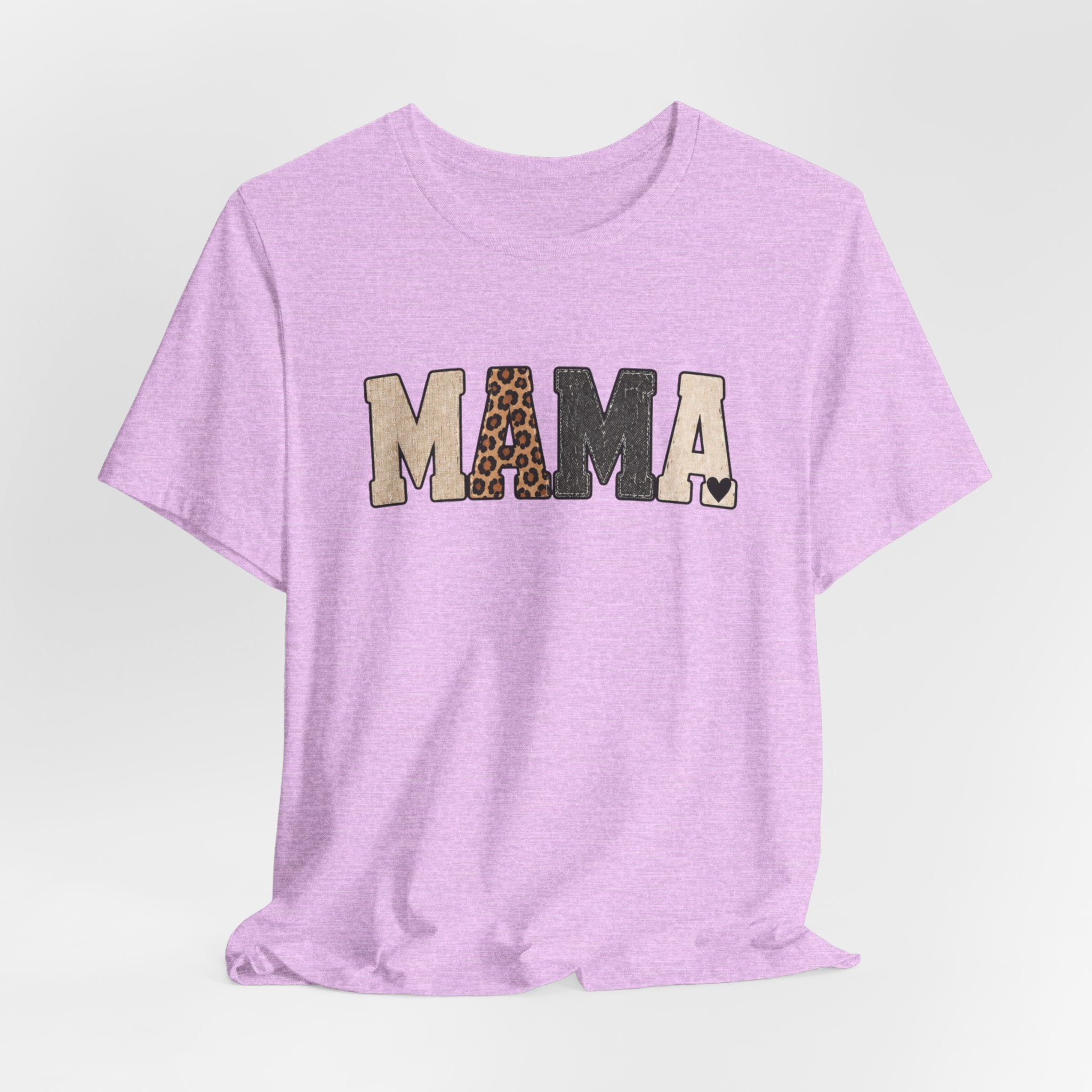Mama Leopard Patch Tee — 'MAMA' Animal Print Graphic T-Shirt