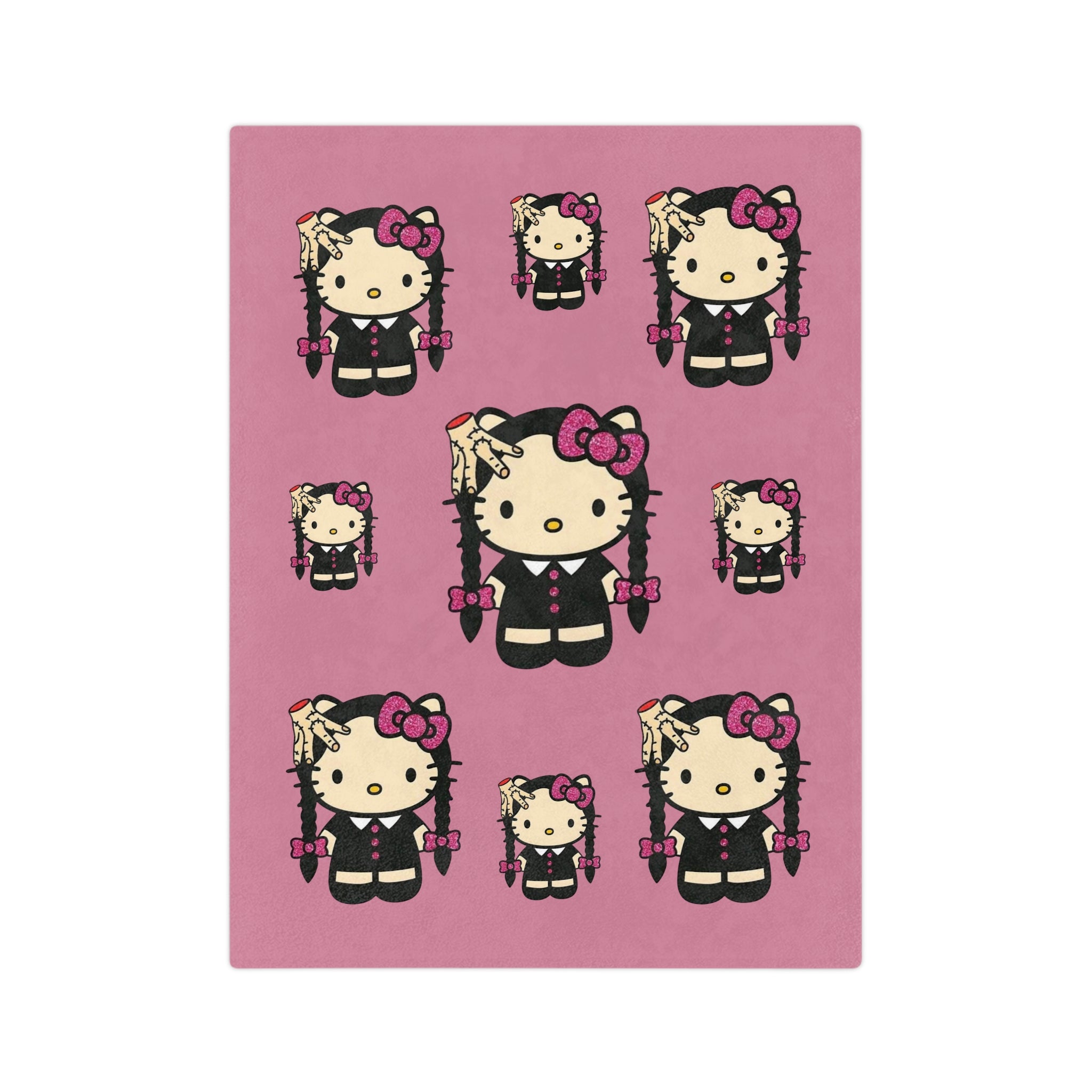 Hello Kitty Goth Plush Microfiber Blanket — Pink Cute Kawaii Cozy Throw