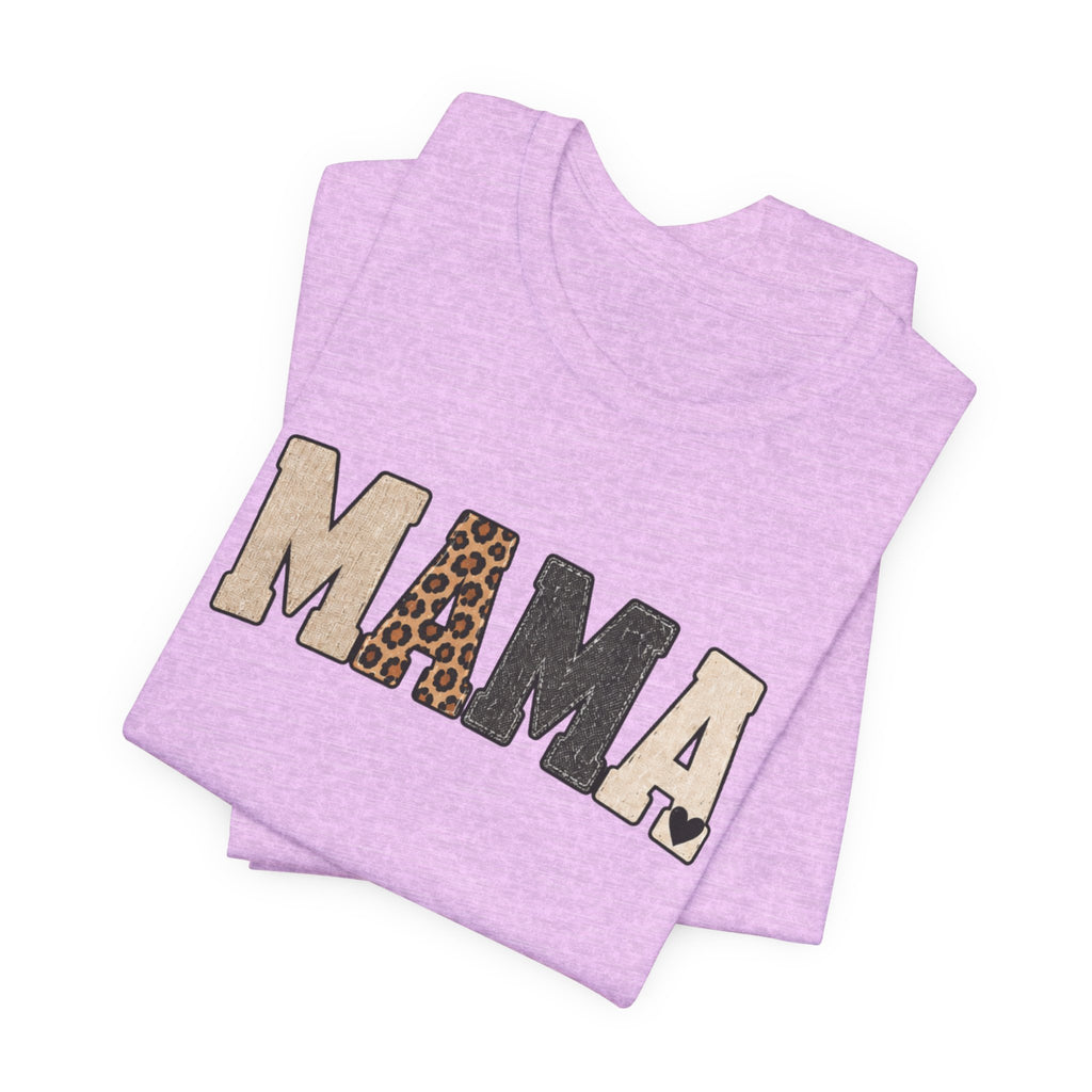 Mama Leopard Patch Tee — 'MAMA' Animal Print Graphic T-Shirt