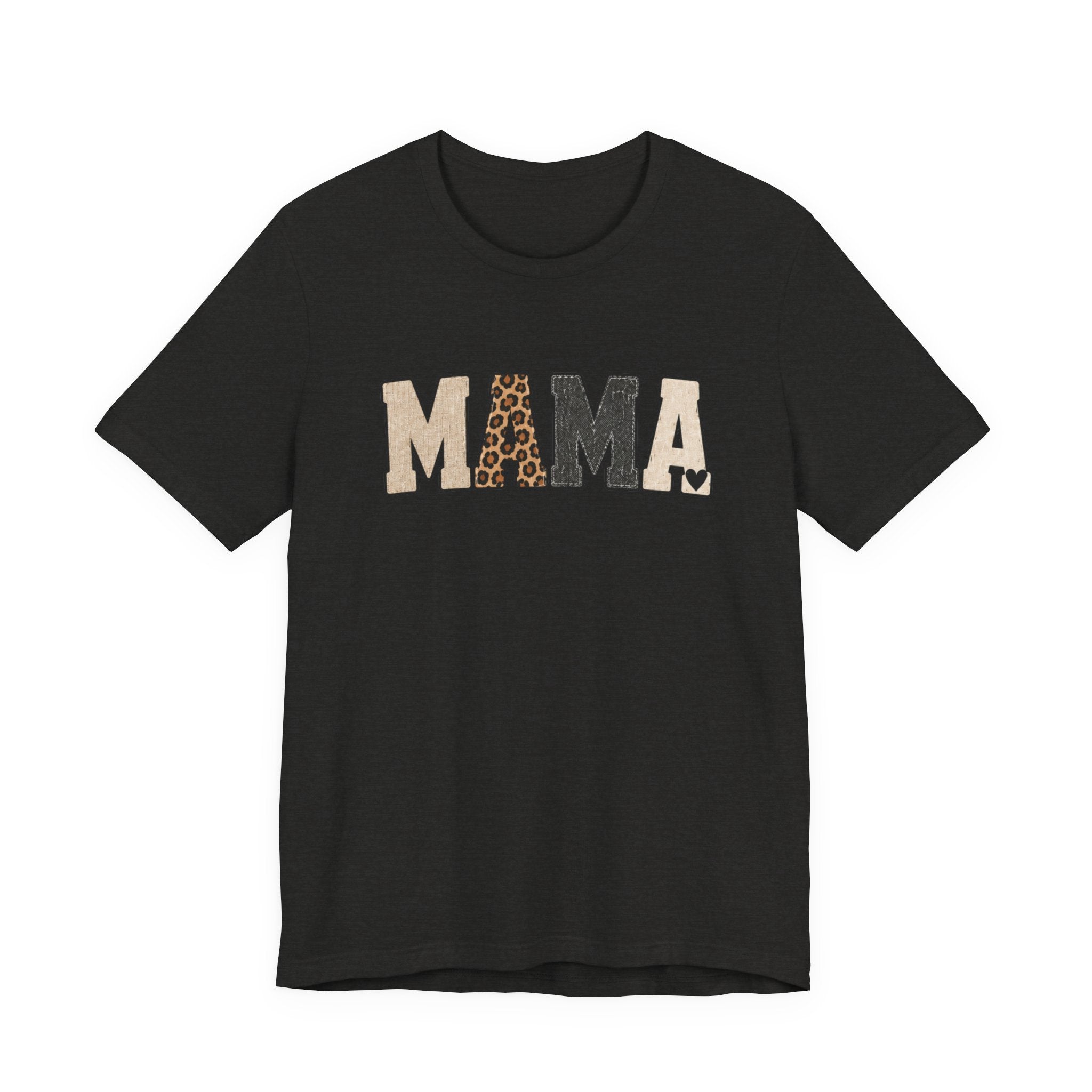 Mama Leopard Patch Tee — 'MAMA' Animal Print Graphic T-Shirt