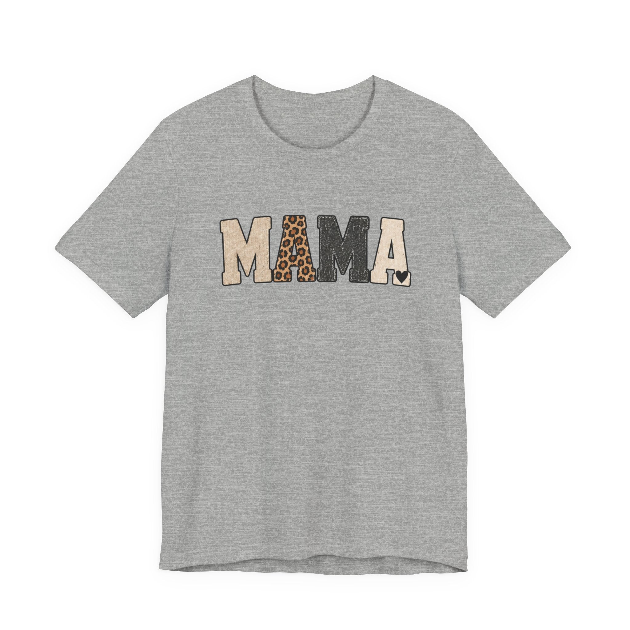 Mama Leopard Patch Tee — 'MAMA' Animal Print Graphic T-Shirt