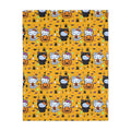 Halloween Cat & Pumpkin Velveteen Microfiber Blanket — Cute Kawaii Fall Throw