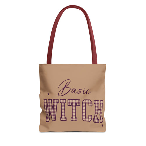Basic Witch Tote Bag — Cute Plaid Lettering Halloween Tote