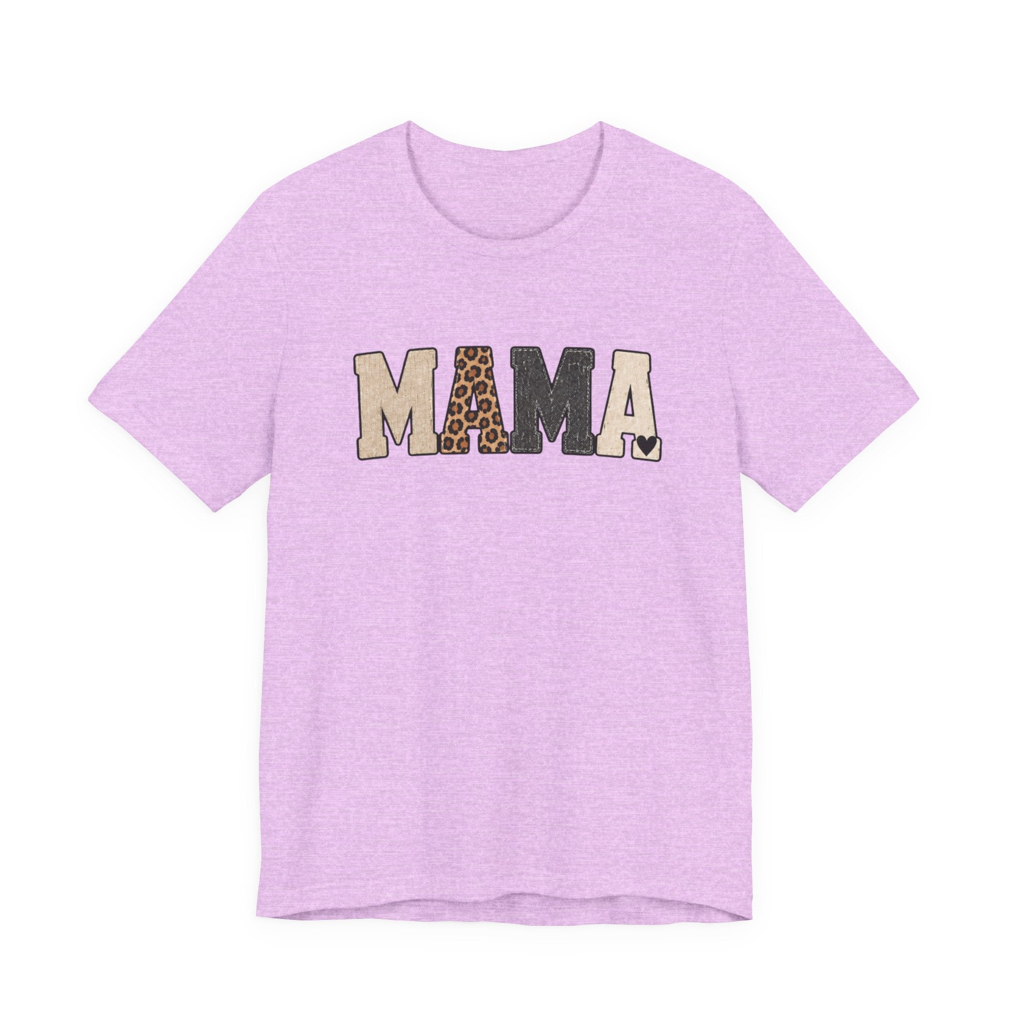 Mama Leopard Patch Tee — 'MAMA' Animal Print Graphic T-Shirt