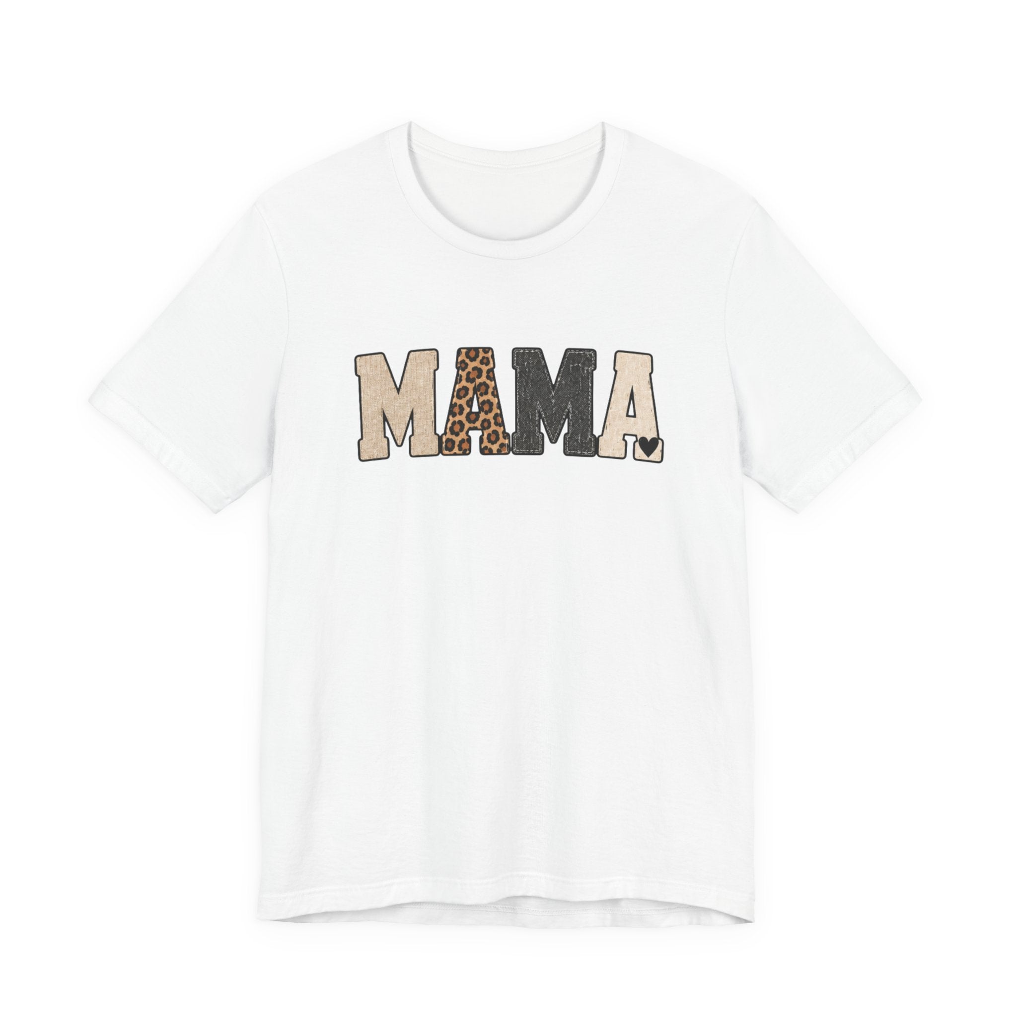 Mama Leopard Patch Tee — 'MAMA' Animal Print Graphic T-Shirt