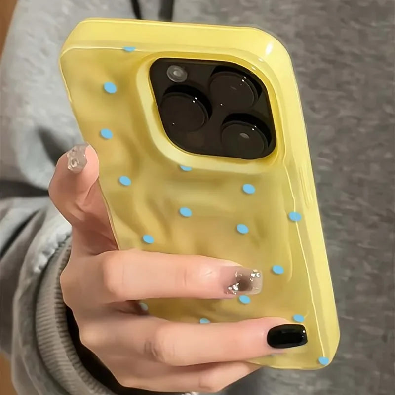 Simple Solid Color Polka Dot Phone Case for iPhone 17Air 16 15 14 13 12 11 17 Pro Max Plus Shockproof Anti-fall Protective Cover