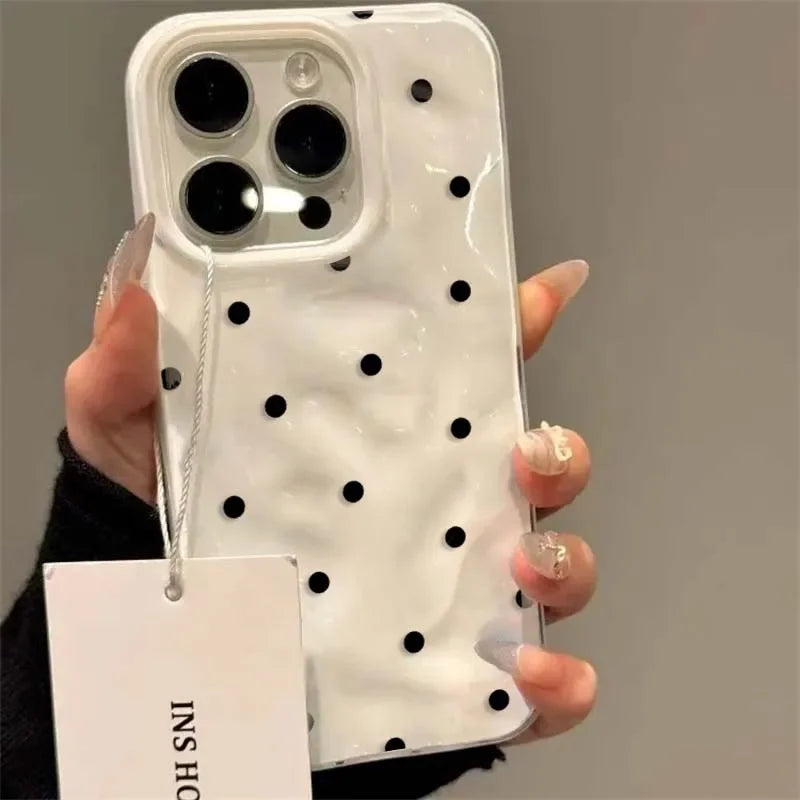 Simple Solid Color Polka Dot Phone Case for iPhone 17Air 16 15 14 13 12 11 17 Pro Max Plus Shockproof Anti-fall Protective Cover