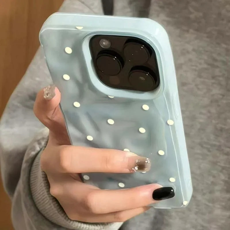 Simple Solid Color Polka Dot Phone Case for iPhone 17Air 16 15 14 13 12 11 17 Pro Max Plus Shockproof Anti-fall Protective Cover