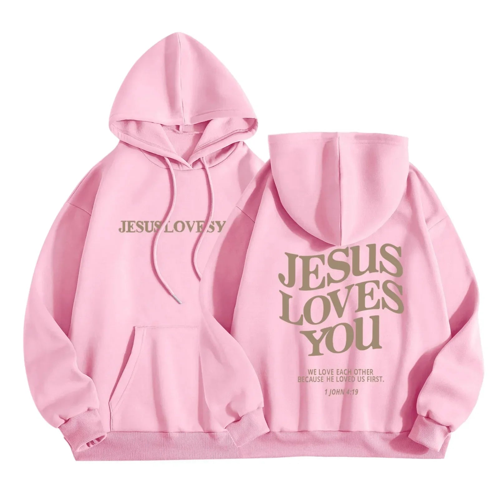 Jesus Loves You Print Pullover Hoodies Women's Hoodie Autumn Winter Men Streetwear Sweatshirt Unisex Hooded Tops Hooded Clothes