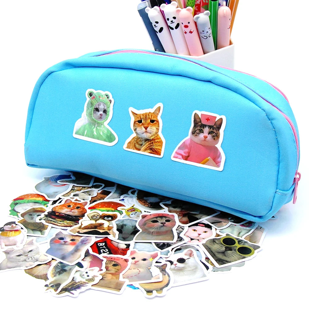 100/500/1000pcs Funny Cat Stickers Cartoon Cute Decals Toy Stationery Guitar Phone Bicycle Laptop Luggage Graffiti Kids Sticker