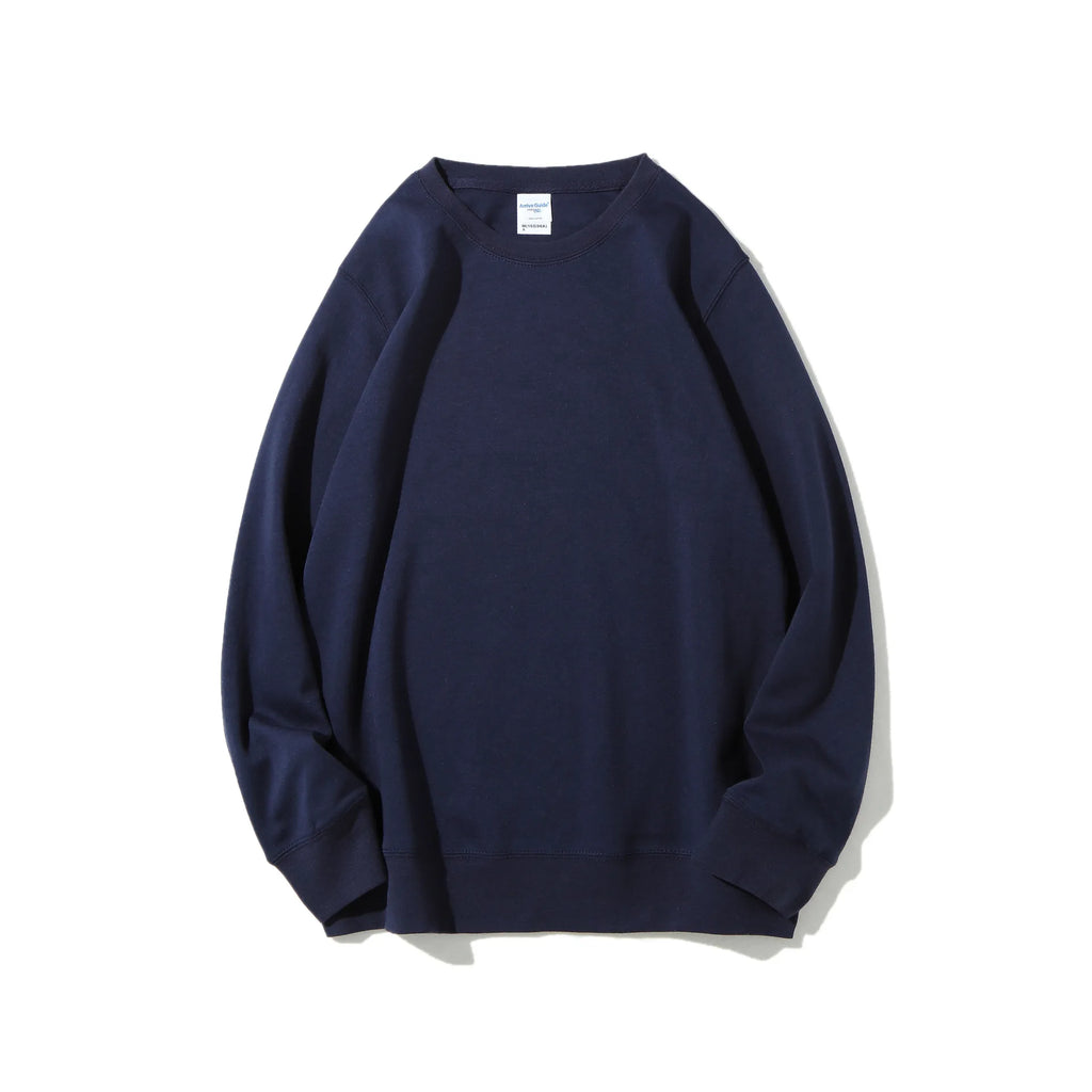 Women Crewneck Sweatshirt Solid Color Loose Long Sleeve Pullover Casual Soft Basic Hoodie-less Daily Streetwear Tops Plain Sweat